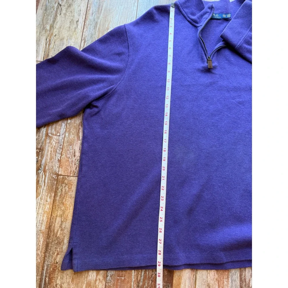 Polo Ralph Lauren Mens XXL Purple 1/4 Zip Cotton Pullover Sweatshirt Yellow Pony